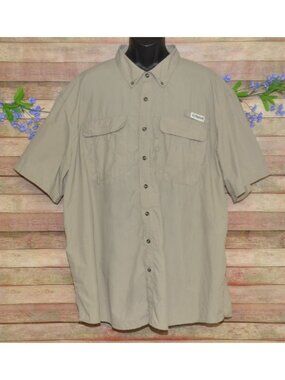 Magellan Outdoors Brown Button Up Shirt 3XL Vented Moisture Wicking Relaxed Fit
